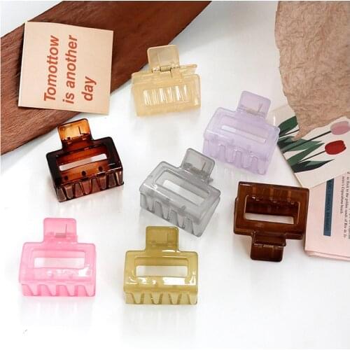 2021 Korean Rectangle Acetate Acrylic Hair Clips Girls Hairpins Crab Claws Clamp Hair Accessories for Women Transparent Hairpin