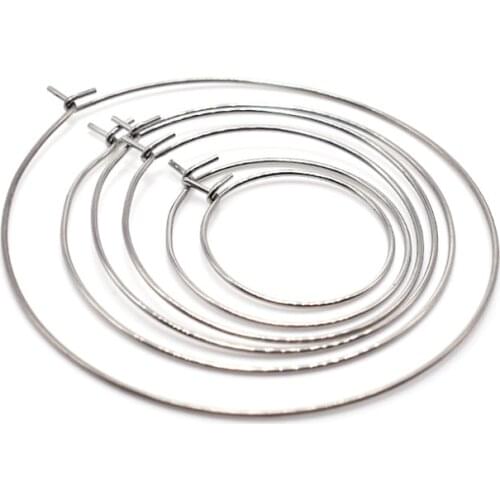 50pcs 15/20/25/30/35/40/45/50mm Stainless Steel earrings Circle Settings Accessories Earrings Hook Clasps Fit DIY Ear Jewelry