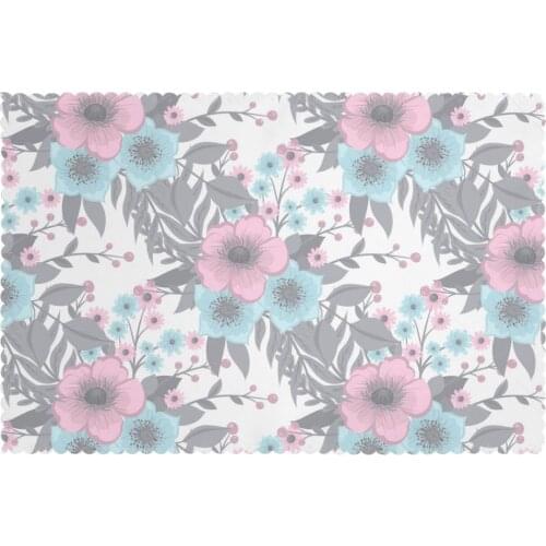 Tableware Pad Placemats 6 Pcs Table Mat Non-Slip Floral With Berries Placemats for Dining Table