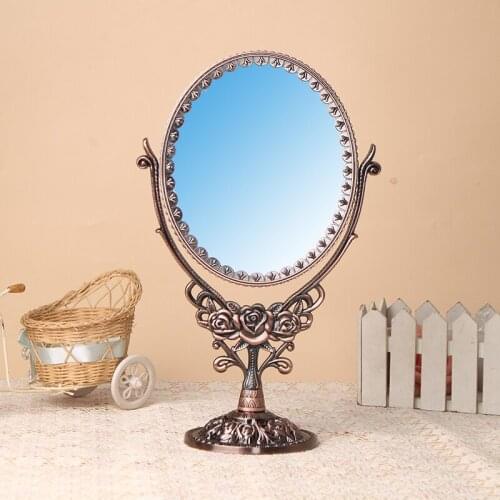 Kalinas large/small European desktop mirror retro double-sided flip-over cute desktop Princess Makeup mirror dresser mirror