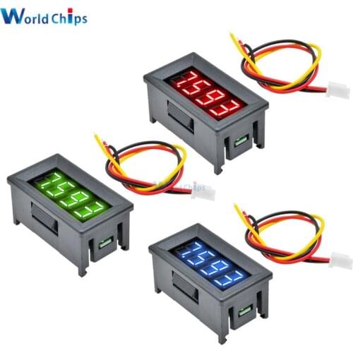 Mini 0.36 inch Digital LED Display 4 Bits DC 0V-100V Voltmeter Meter Tester 3 Wires Voltage Meter Panel Tester Red Blue Green