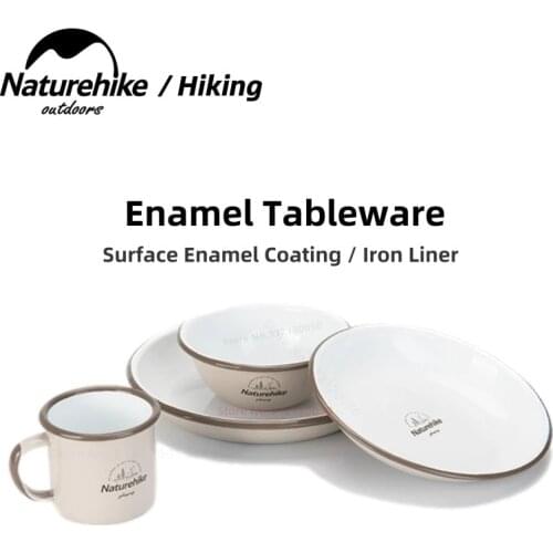 Naturehike Camping Picnic Enamel Tableware Outdoor Portable Bowl Dinner Plate Salad Dish Camping Plate Cup Bowl Camp Equipment