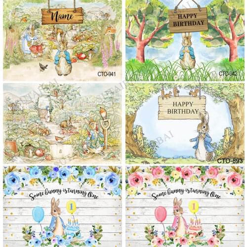 Backdrop for Easter Holiday Party Bunny Rabbit Meadow Field Eggs Flowers Spring Background Decorations Printed Backdrops