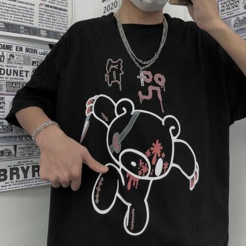 Hip Hop Punk T Shirt Man Fashion Harajuku Brand male T-shirt Casual Summer Bear Tshirt Streetwear Cool Korean Style Top Tees