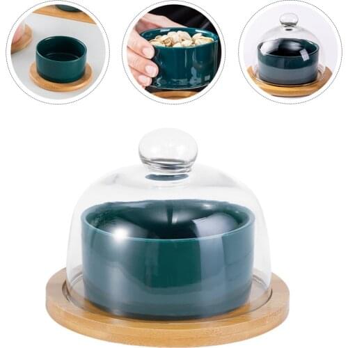 1 Set Exquisite Dessert Tray Snack Bowl Dessert Cover Durable Wooden Tray