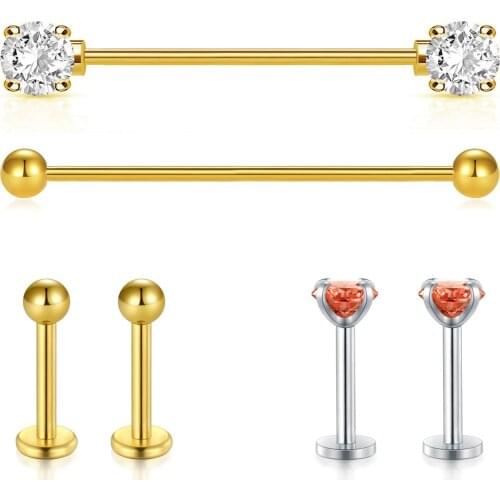 JFORYOU Industrial Piercing Barbell and Cartilage Earrings Set Cartilage Earrings Helix Earring