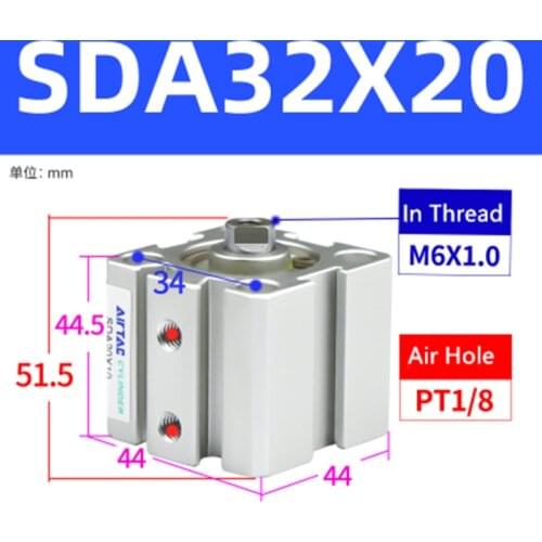 AirTAC Compact Air Cylinder SDA20/25/32/40*5/10X15X30X35X40X50*60B