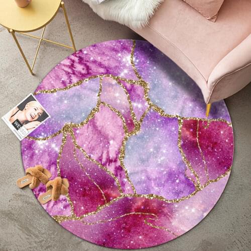 Princess Style Pink Star Sky Round Carpet Coffee Table Rug Living Room Soft Carpet Girl Room Decoration Cute Kids Bedroom Rug