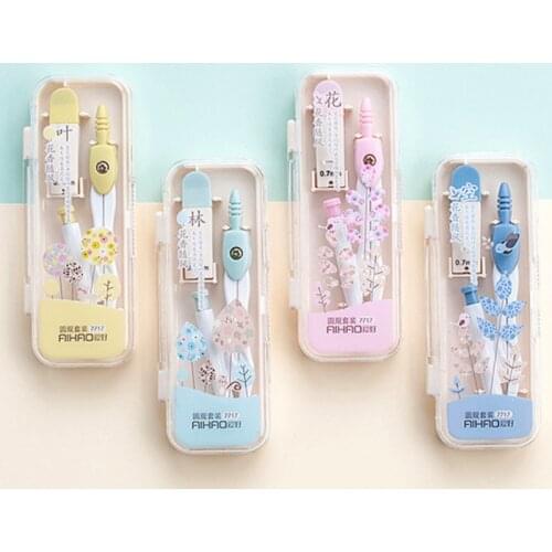 Metal Drawing Compass with 0.7mm Lead Refill Math Geometry Circle Tools for Middle School Supplies Stationery Student Drafting