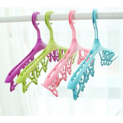 Multifunction Windproof 8 Clips Multifunctional Space Saving Hanger Cloth Hanger Socks Plastic Hanger Hook Folding Dryer Rack