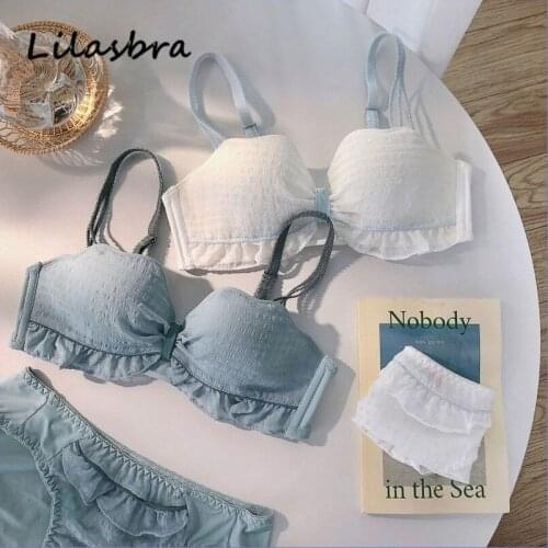 Fashion Lace Sexy Deep V-neck Push Up Underwear Hot-selling Vintage Solid Color Bra Set