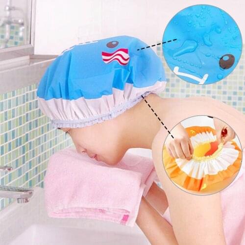 Cartoon Shower Bath Cap Hat For Baths SPA Cap Women Girls Hair Cap Shower Bathroom Accessories salle de bain badkamer