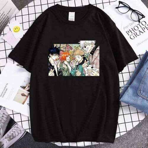 Jujutsu Kaisen Team Gojo Satoru T-Shirts Fashion Casual Tops Hip Hop Brand Cool T Shirts Mens Mens Funny Anime Print Tee Shirts
