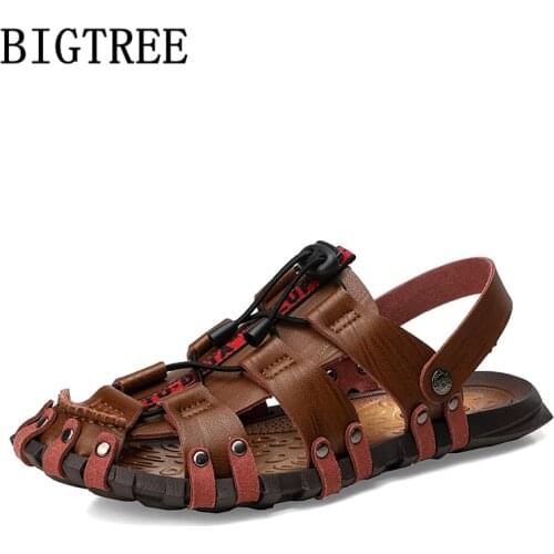 Mens Sandals Summer Casual Shoes Men Leather Sandals Genuine Leather Fashion Shoes 2020 Sandals Men Outdoor Luxury Brand Shoes