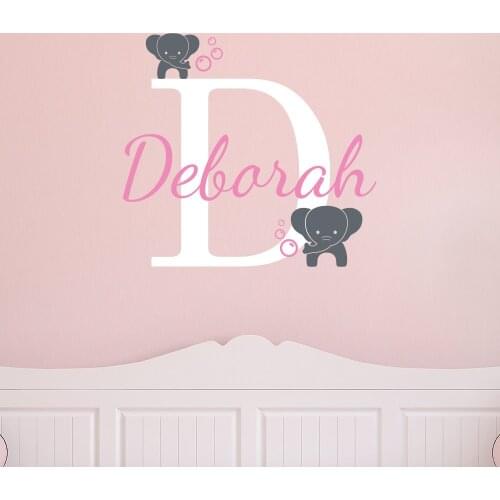 Elephant Bubble Wall Decal Personalized Custom Name Decor Vinyl Wall Stickers For Kids Room Baby Nursery Elephant Mural Art AJ66