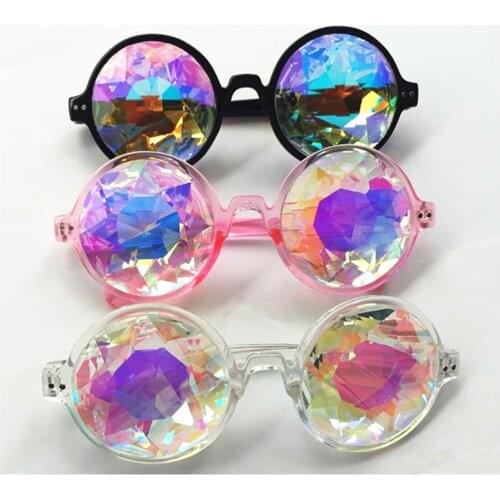 2019 New Round Kaleidoscope Glasses Rave Festival Men Women Brand Designer Holographic Kaleidoscope Sunglasses Retro