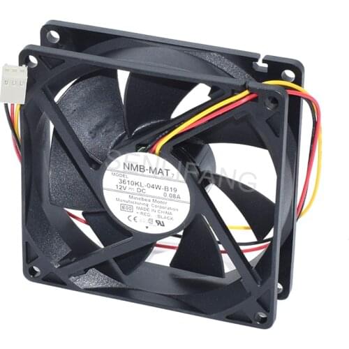 New For NMB 3610KL-04W-B19 DC12V 0.08A 92 * 92 * 25mm Three Wires Double Ball Fan