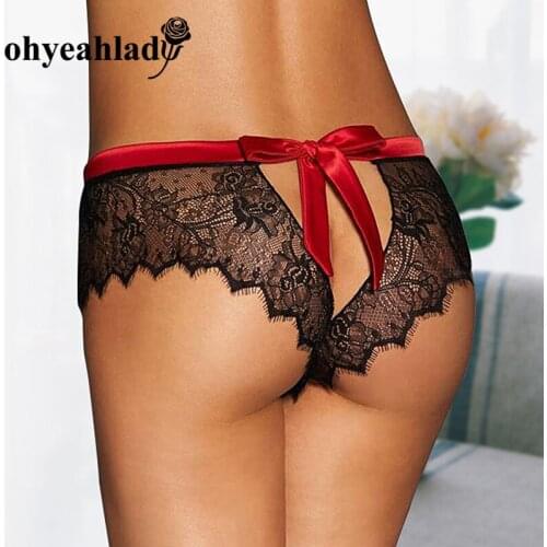 Ohyeahlady Sexy Lingerie Panties for Women Open Butt Briefs Sheer Lace Eyelash Tanga Mujer Sex Strappy Seamless Underwear Pj5134