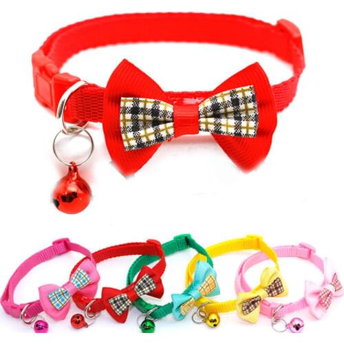 Pet Cat Collar Bow Small Dog Collar with Bell Adjustable Buckle Strap Cat Collar Pet Dog Supplies Cat Dog Accessories Chihuahua