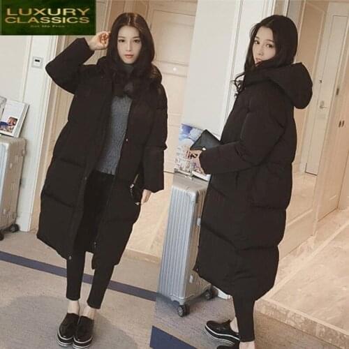 Parkas Korean 2021 Fashion New Winter Jacket Women Black Long Coat Thick Cotton Padded Tops Female Chaqueta Mujer LWL931