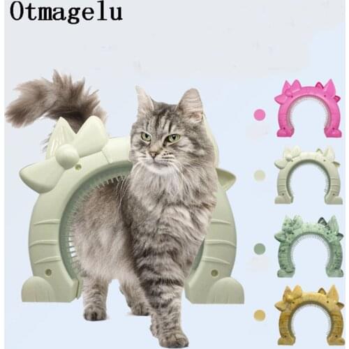 Plastic 2 in 1 Cat Dog Door With Hair Brush Security Flap Gate Home Gate Animal Pet Cat Dog Free Access Door Pet Safety Products