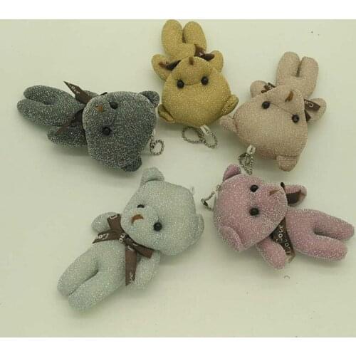10pcs Plush Fur Pompom Teddy Doll Keychain Women Bear Toy Keyring Women Bag Car Key Chain Trinket Wedding Party Valentine Gift