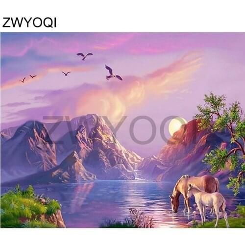 Full Square Diamond mosaic scape horse Wild goose 5D DIY Diamond embroidery Full Round Diamond painting Cross stitch scape horse