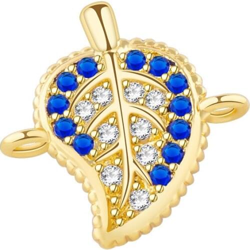 Jewelry Making Supplies Wholesale micro pave cz small size 11*11mm leaf charms bracelet connector jewelry accessories diy craft