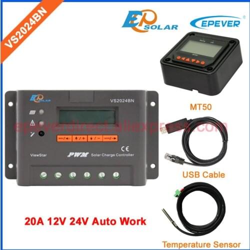 Regulator with USB cable PC connect VS2024BN EPEVER EPsolar 20A 20amps ViewStar series PWM MT50 remote Meter lcd display