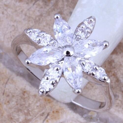 Silky White CZ Silver Plated Stamped Ring Size 6 / 7 / 8 / 9 R0160