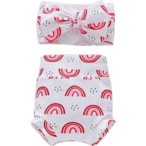 Baby Infant Toddler Girls Shorts Floral Dots Loose Pants Underwear Boys Bloomer Princess Diaper Cover and Bowknot Headband