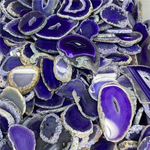 BLUE Agate Slice Geode Polished Crystal Quartz Mineral Samples