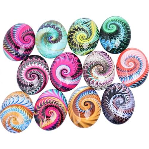 Mixed Swirl Fractals Photo Oval Glass Cabochon 30x40mm 18x25mm 13x18mm Diy Flatback Jewelry Findings For Pendant Scrapbooking