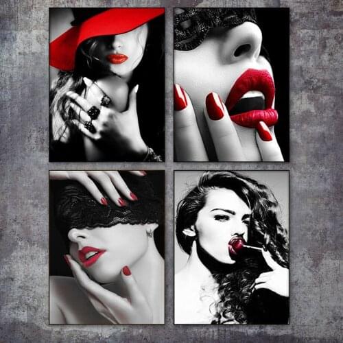 Modern Fashion Figure Aphorism Poster Sexy Beauty Red Lip Wall Art Oil Painting Home Decor Design Printing Living Room Bedroom