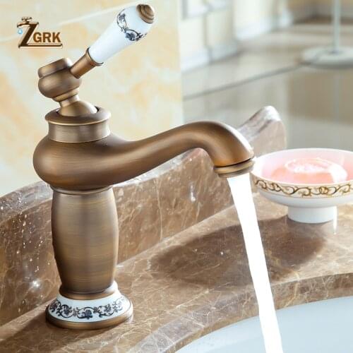 Sink Tap Mordern Bathroom Faucet Antique Bronze Finish Brass Basin Sink Faucet Single Handle Water Tap