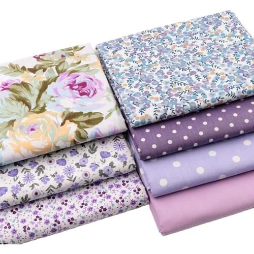 Purple Printed Textile, Twill Cotton Fabrics for Dress Sewing,Baby Crib Bed Sheet Blankets Curtain DIY Cloth,Half Meter