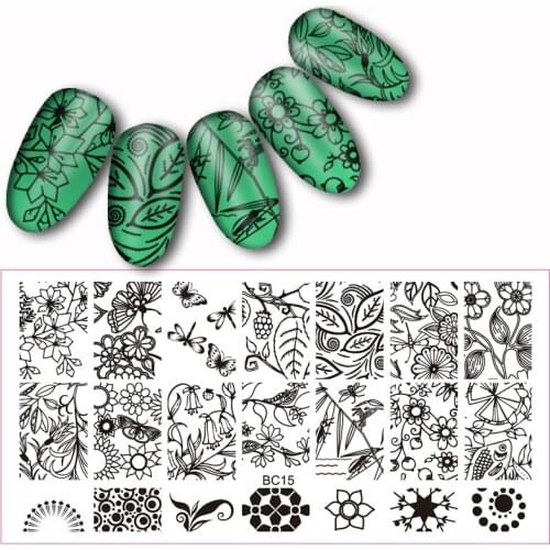 New Lace Leaves Flowers Nail Art Stamp Stamping Plate 20design/lot 6*12cm Stainless Steel Nail Template Manicure Stencil Tools
