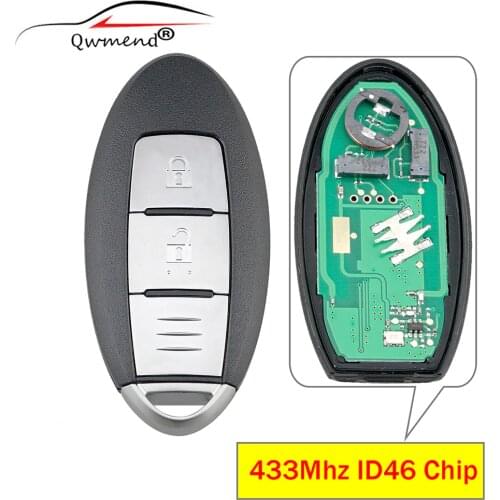 QWMEND 2Buttons Smart Remote Control Car Key for Nissan Micra K13/ Juke F15/ Note E12/ Leaf ID46 Chip TWB1G662