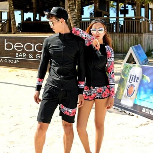 Couple Rash Guards Swimming Swimwear Women Bodysuit Womens Swimsuits Separate May Beach 2019 Enlarging Yard Split Fat Long