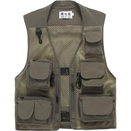 Fly Fishing Photography Vest with Pockets Mens Mesh Quick-Dry Waistcoat Outdoor