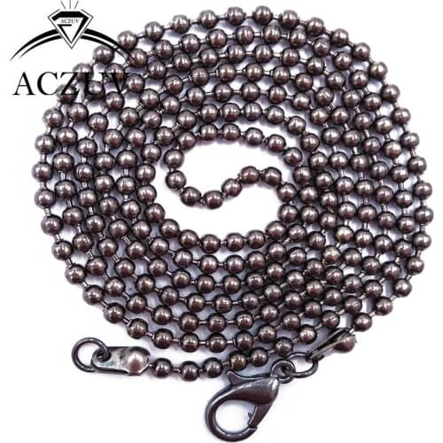 100pcs Gunmetal Black 2.4mm Bead Chains 40cm to 80cm Metal Ball Chain Necklace with 12mm Lobster Clasp BBC015