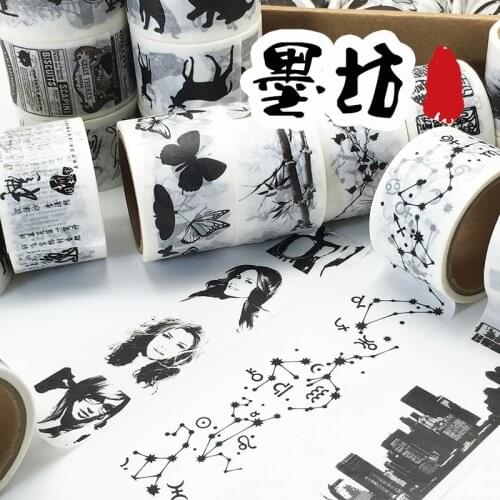 18Designs B&W Ballet/Music/Girls/Flower/Leaves/Cat Japanese Washi Decorative Adhesive DIY Masking Paper Tape Label Sticker gift