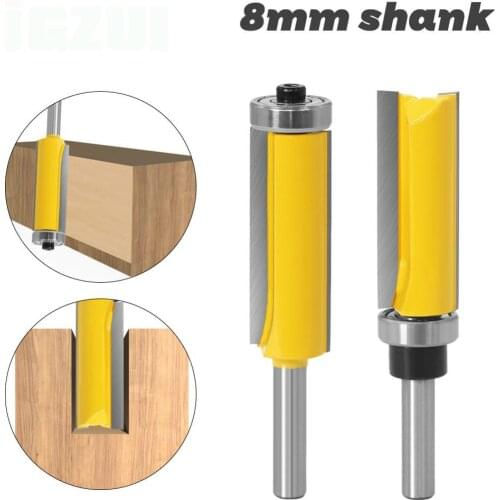 2pcs 8mm Flush Trim Pattern Router Bit Top & Bottom Bearing Bits Milling Cutter For Wood Woodworking Cutters