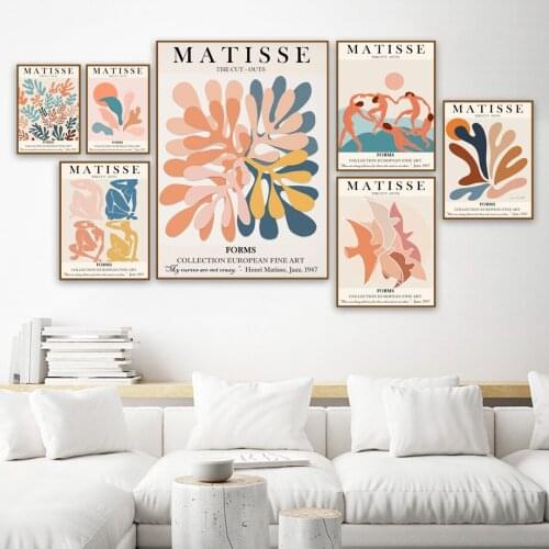 Abstract Matisse Coral Leaf Pigeon Woman Nordic Posters And Prints Wall Art Canvas Painting Wall Pictures For Living Room Decor