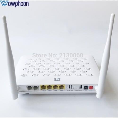 Free Shipping F660W ZTE GPON ONU ONT 4FE+2TEL+USB+WIFI External, English Firmware, With Patchcord, Power adapter, Box
