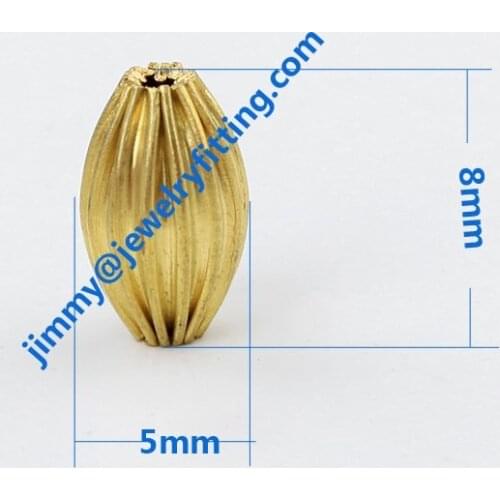 Jewelry findings size 5*8mm fashion jewelry corrugated brass beads DIY beads spacer beads