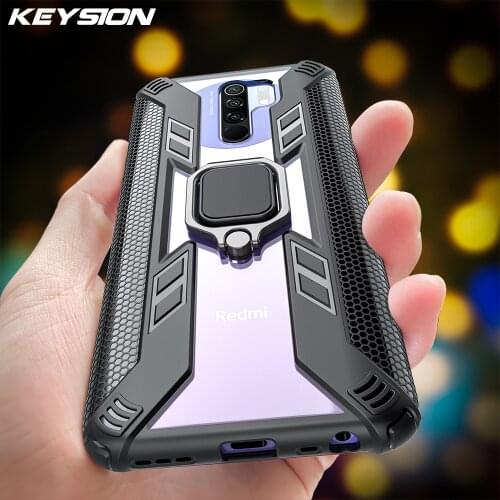 KEYSION Shockproof Armor Case for Redmi 9 Prime Note 9 Pro Max 9S 8 Pro 8T 7 Clear Phone Cover for Xiaomi POCO X3 NFC F2 Pro M2