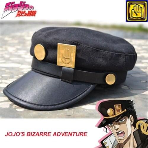 Anime JoJos Bizarre Adventure Cosplay Hat Jotaro Kujo Joseph Caps Army Military jojos Hats Caps Badges Animation Around Props
