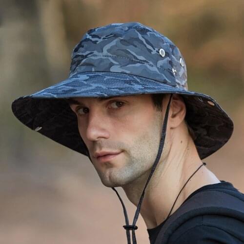 NEW Summer Camouflage Fisherman Hat Outdoor Fishing Tourism Mens Sun Hat Climbing Bucket Hats Breathable Sun Protection Cap