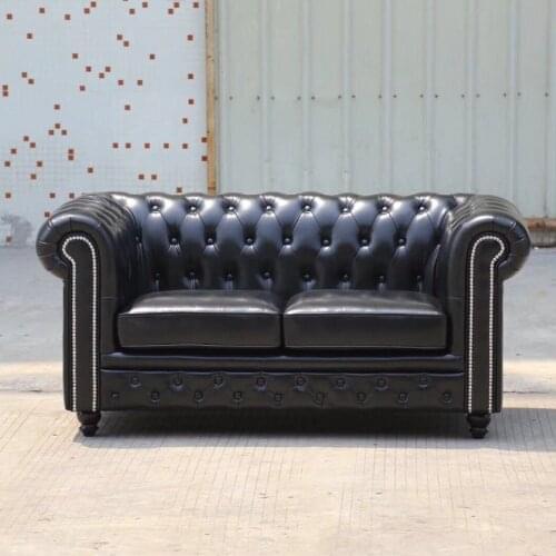 Classic Luxury 2 Seaters Sofa Chesterfield Genuine Leather Sofa Set in Living Room Sofas Couch